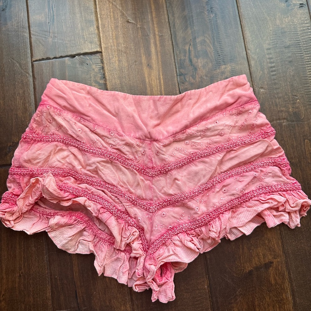 Free People Pink Ruffled shorts